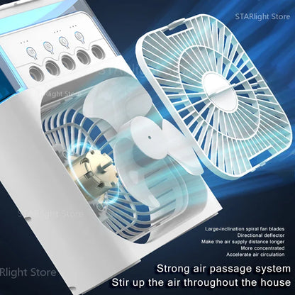 Xiaomi Portable Fan 3 in1 Humidifier Air Adjustment LED Light Household USB Chargeable Air Conditioner Office Moisturizing Fan