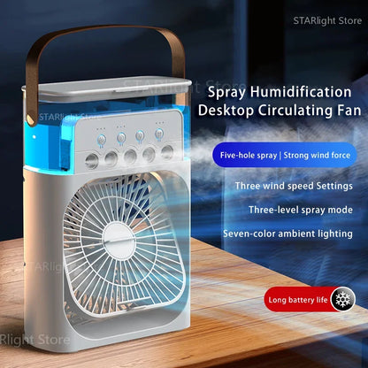 Xiaomi Portable Fan 3 in1 Humidifier Air Adjustment LED Light Household USB Chargeable Air Conditioner Office Moisturizing Fan